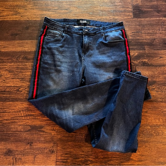 Icon Amsterdam Blue Jeans Side Stripe Muscle Fit - Picture 2 of 4